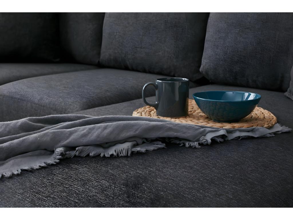 Left-hand corner sofa bed with storage ottoman, Decohaute, Anthracite Grey Fabric DTQH69674