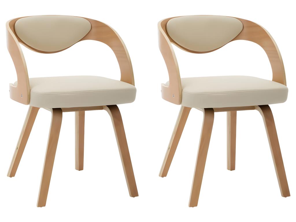 Set of 2 cream bentwood and faux leather dining chairs JJSD93337