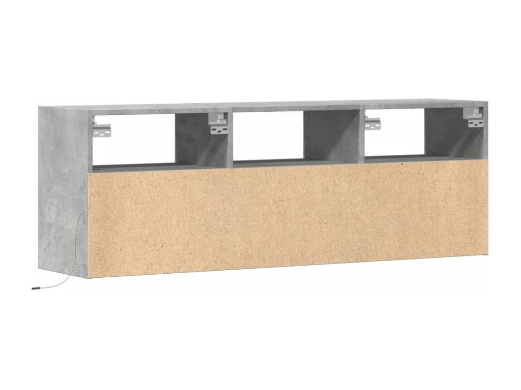 Wall-mounted TV unit with Domopureères LED lighting, concrete grey, 130x31x45 cm, BZVP10090