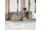 8-piece garden furniture set with cushions, beige woven resin ECEN32104