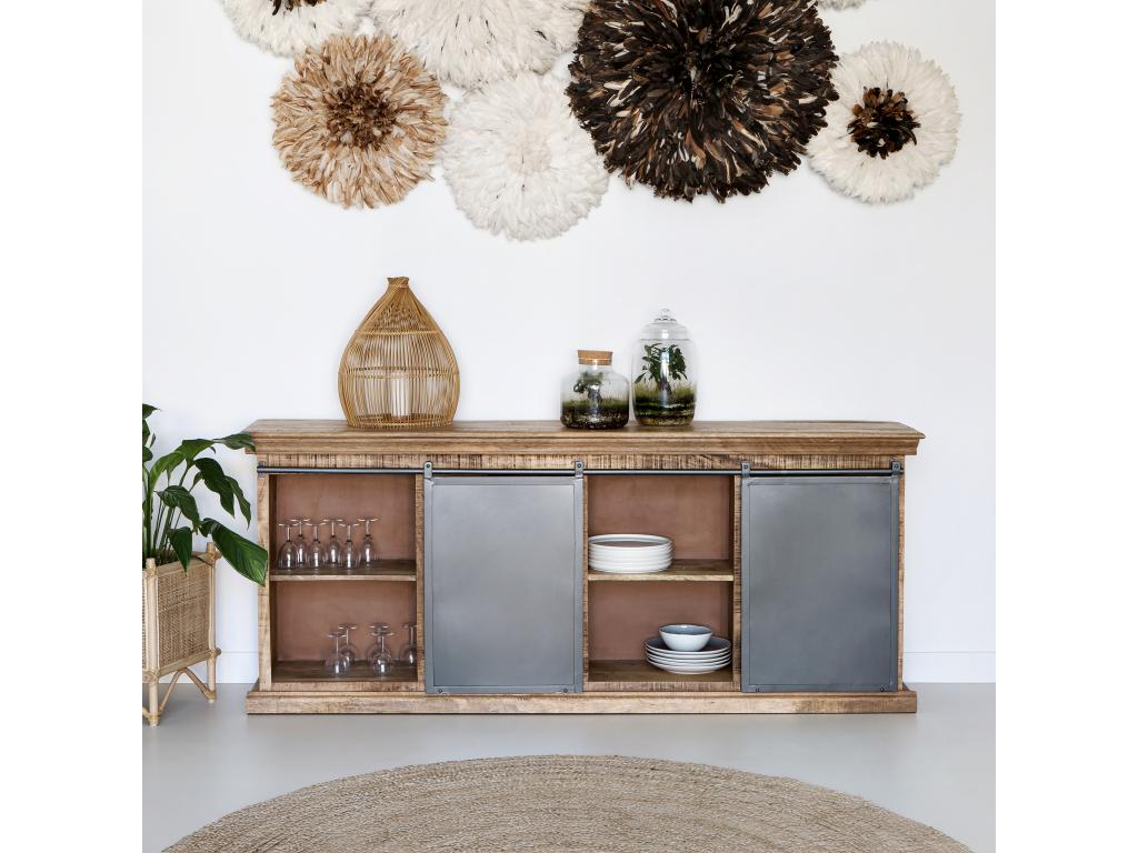 Large wooden and metal sideboard with 3 doors and 3 drawers - Decohaute YWBE58531