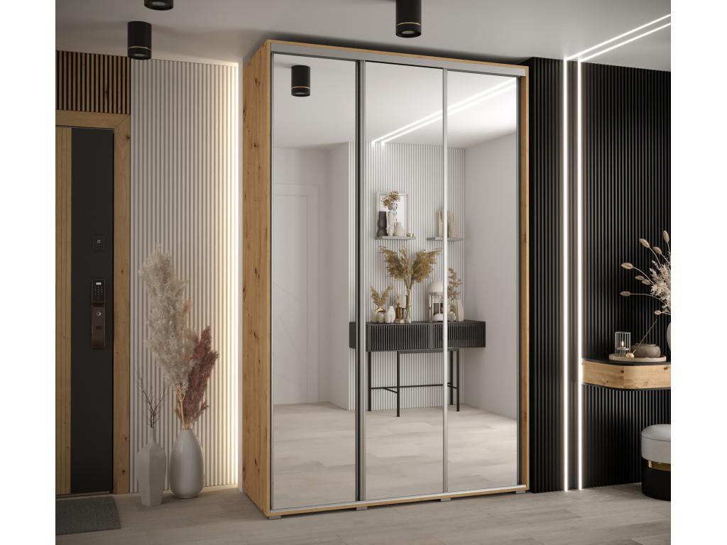 Domopure 2 Sliding Door Wardrobe 235.2/170/60 3 Doors Domopure/Silver PCFU74749