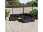 11-piece garden furniture set with cushions, black woven resin ELYV29607