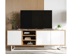 TV unit with 3 doors and 1 open shelf - Decohaute oak frame with matte white fronts - 150 cm metal frame WDHU24615