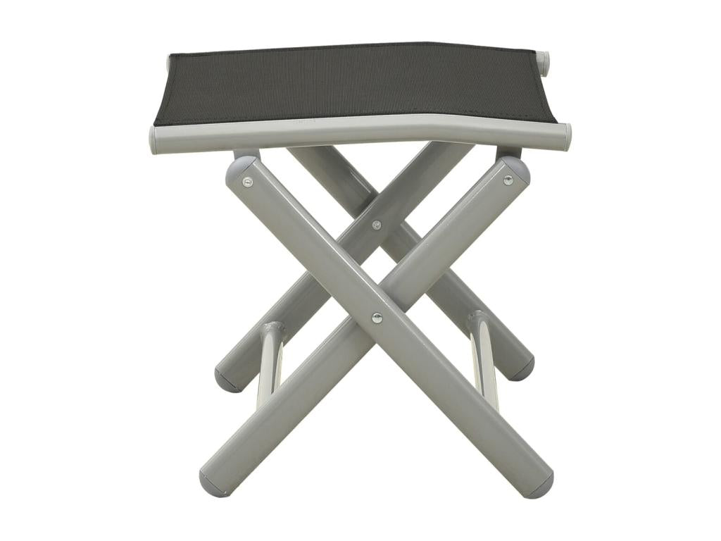 Folding footrest, black and silver, textilene and aluminum, UZEB29886