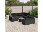 11-piece garden furniture set with cushions, black woven resin OIXF75387