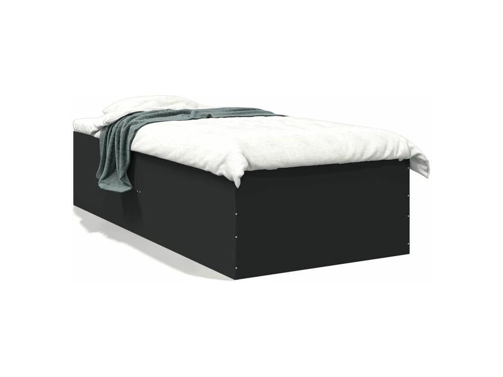Black bed frame 90x200 engineered wood YCZH44356