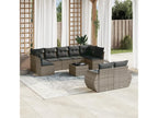 Garden furniture set with cushions, 10 pieces, grey woven resin LLEI04176