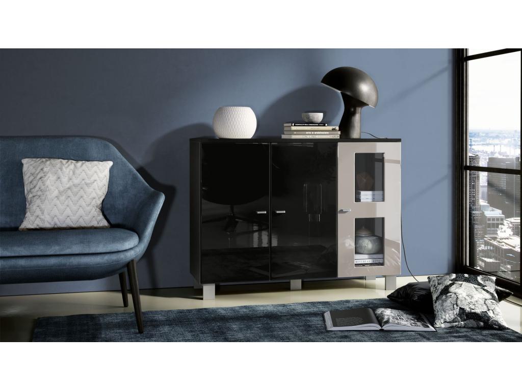 Matte Black and Sand Grey Lacquered Furniture, WxHxD 107x81x35 cm, UFVN41902