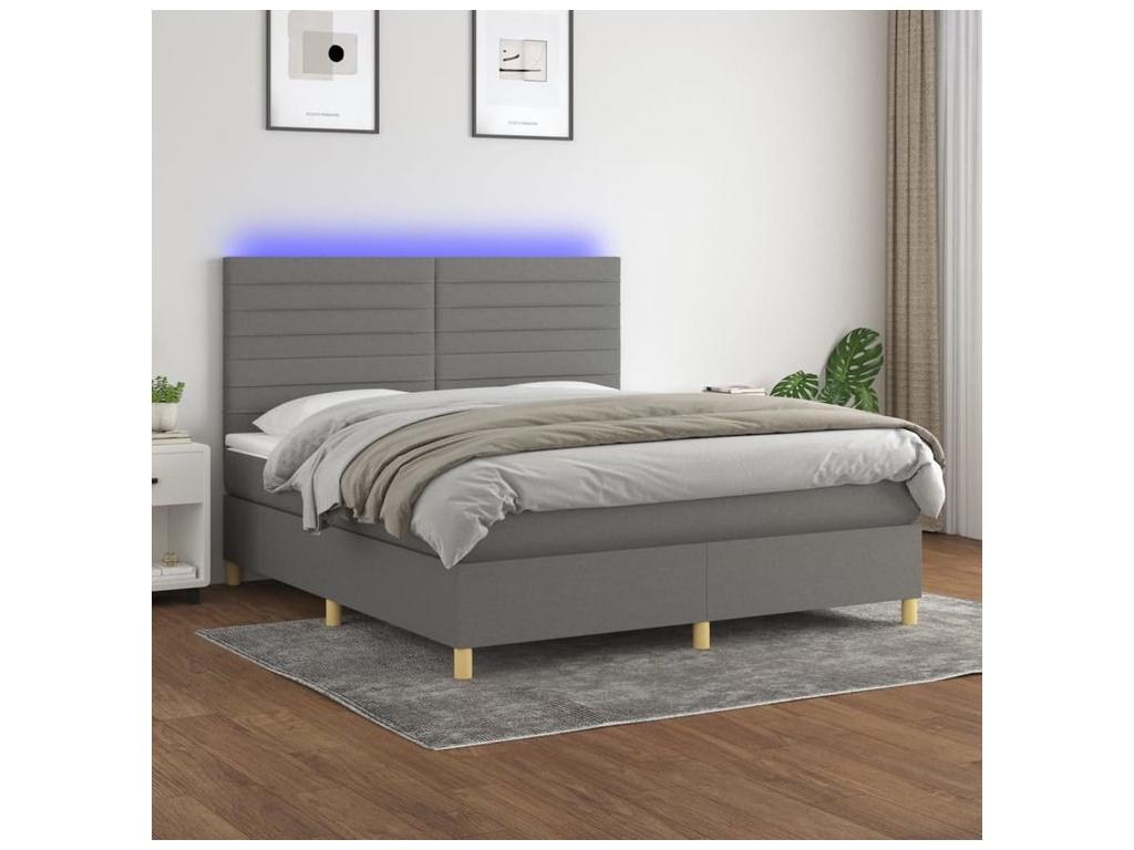 Domopure bed base and mattress with LED lighting, Dark Grey, 180x200 cm, OSHH64392