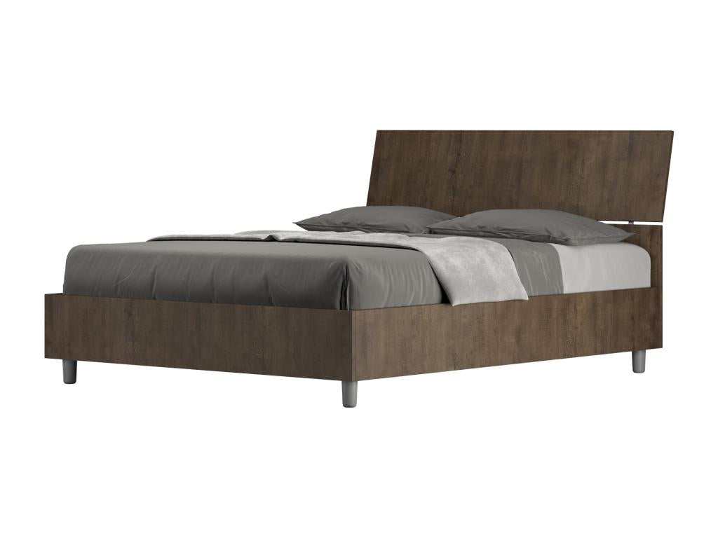 Bed without slatted base 140x190 with inclined headboard in walnut Decohaute CBWG69248