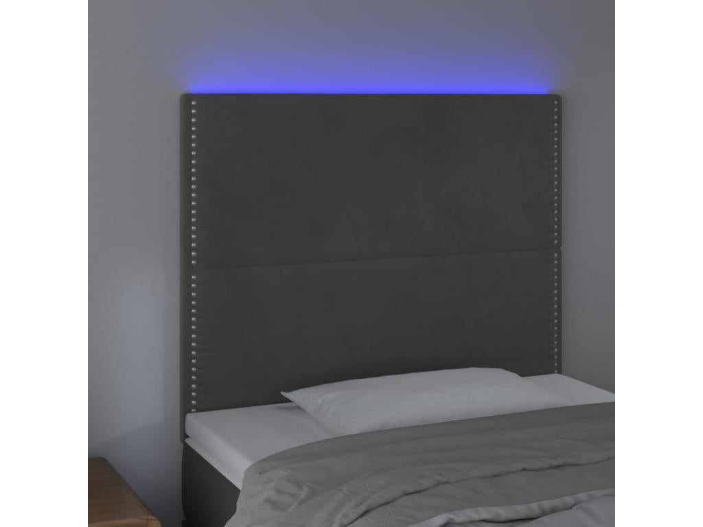 Dark Grey LED Headboard 90x5x118/128 cm Velvet VJLM64245