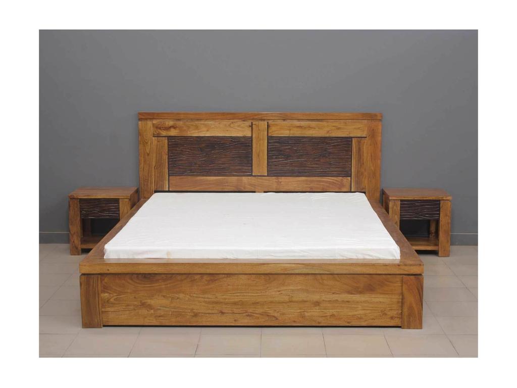 Two-tone carved wooden bedside table - Decohaute LGVK71633