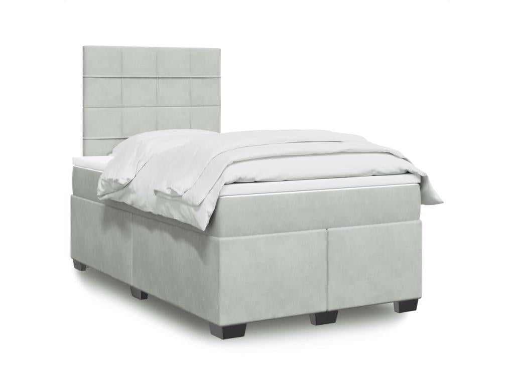 Domopure bed base and mattress, light grey, 120x200cm, velvet, TDEV78254