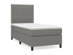 Upholstered bed base with mattress, Dark Grey, 90x200 cm, Fabric ZXWC73091