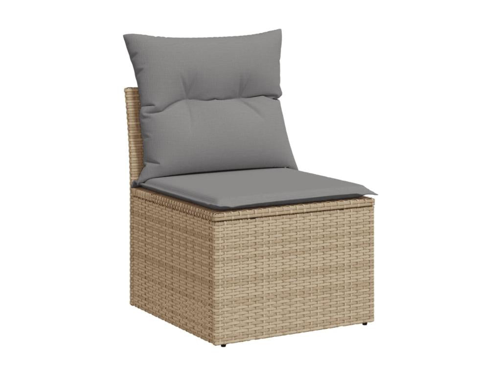 7-piece garden furniture set with cushions, beige woven resin, EUJK00550
