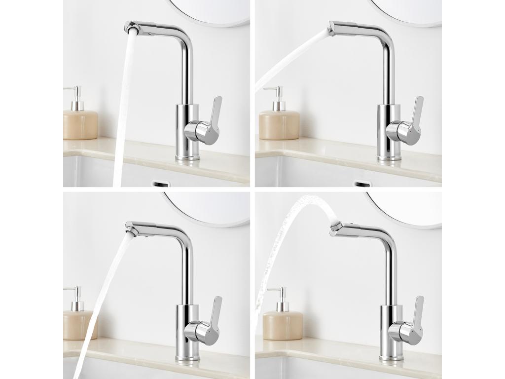 Decohaute MAX Basin Tap with Swivel Spout, 360 Degree Rotating Basin Mixer Tap, Chrome Finish, Stainless Steel Toilet Brush Holder, Wall Mounted Toilet Brush BQDK98597
