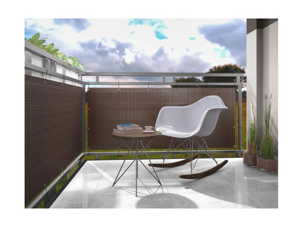 Domopure-vue in woven resin with metal eyelets, beige color, 0.9x5 m KRUT62686