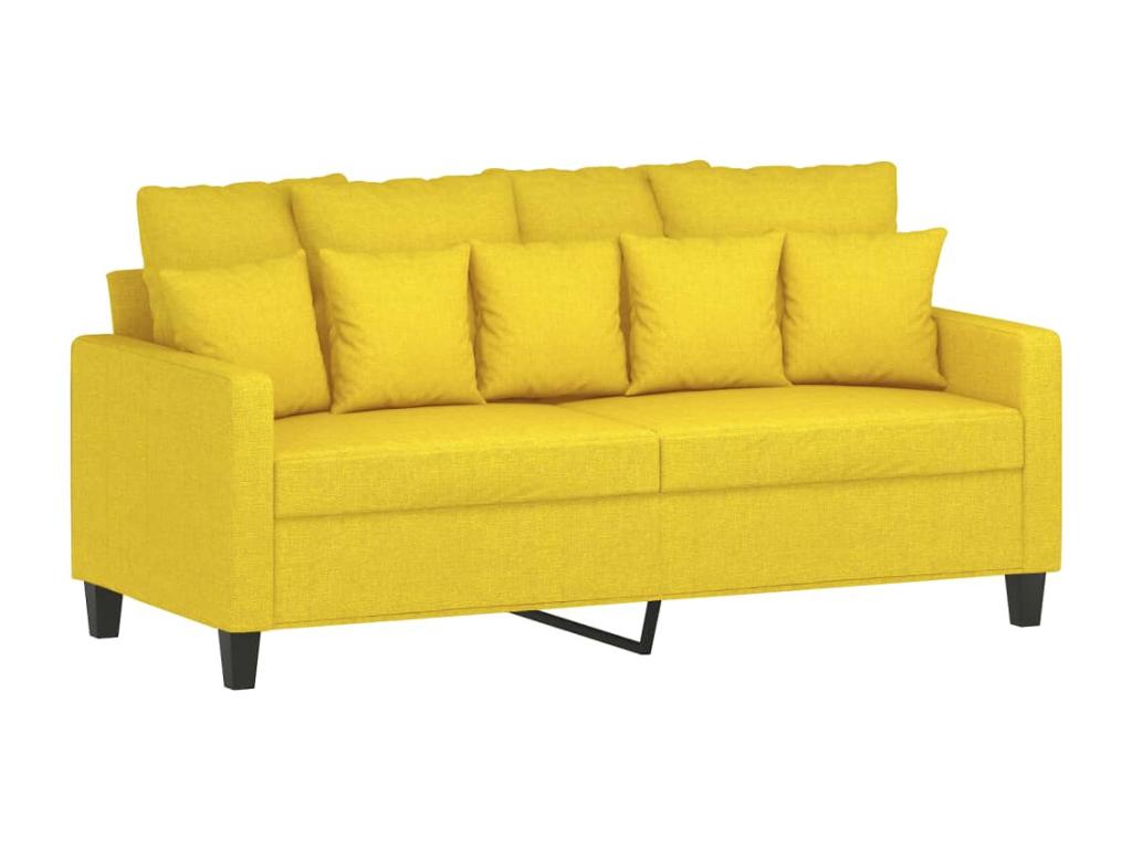 3-piece sofa set with cushions, light yellow fabric CXUD59446