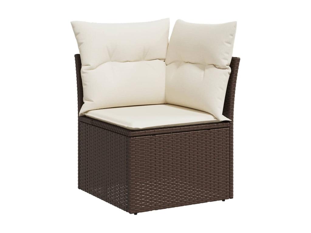 5-piece garden furniture set with cushions, brown woven resin YMLA13944