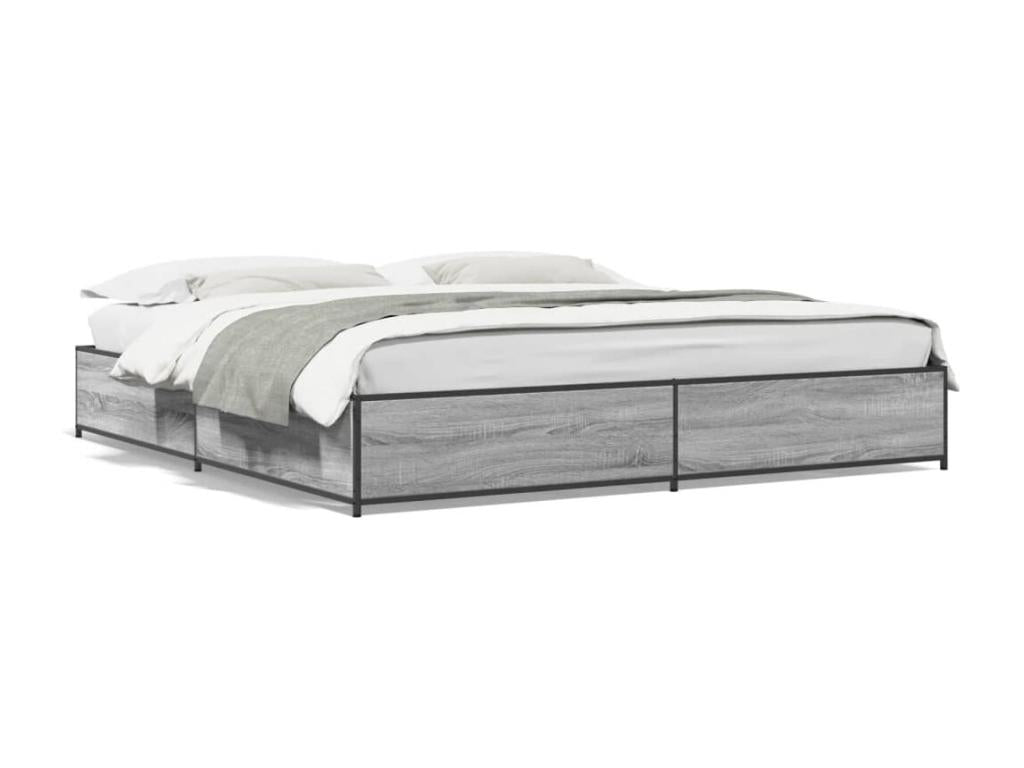 Decohaute grey bed frame 160x200 cm engineered wood and metal JWOU30036