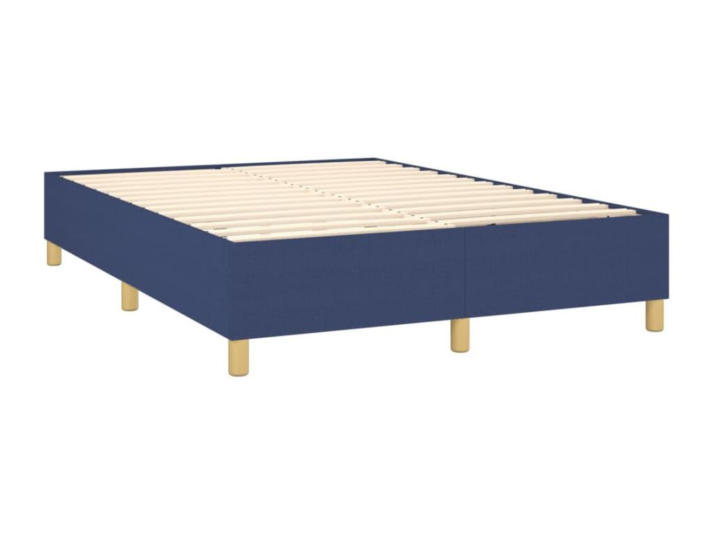 Upholstered bed base with mattress, blue, 140x190 cm, fabric DRGI13942