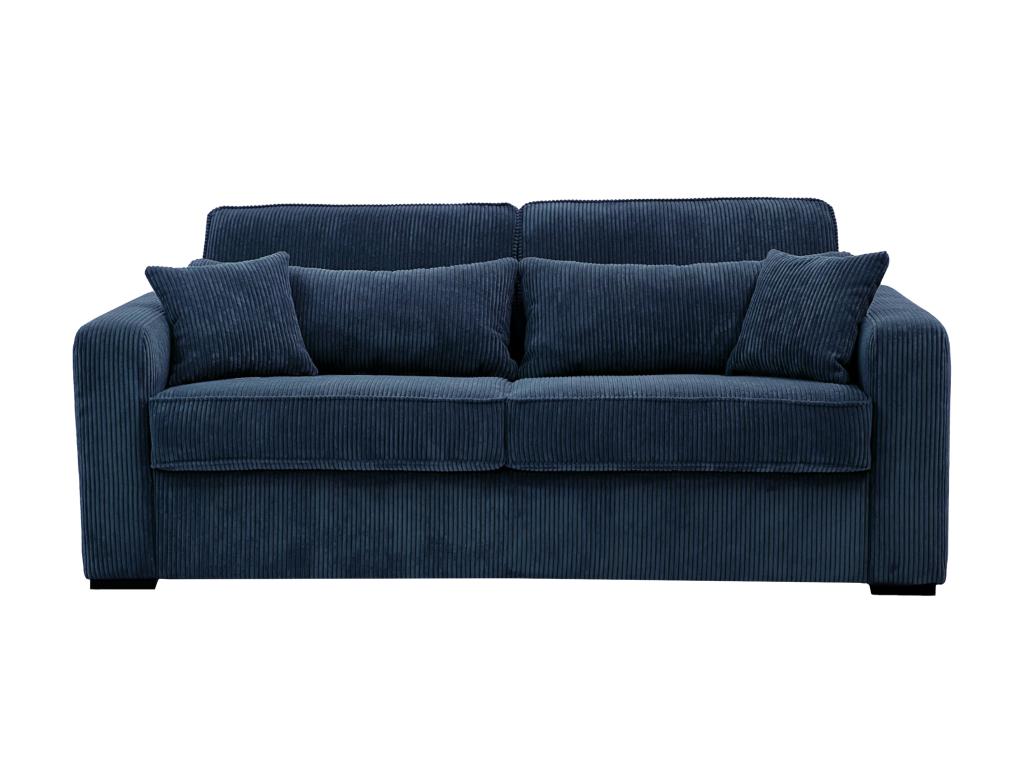 4-seater express convertible sofa in blue corduroy - Domopure wide 160cm sleeping area - 18cm mattress - Domopure UWQT50589