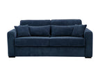 4-seater express convertible sofa in blue corduroy - Domopure wide 160cm sleeping area - 18cm mattress - Domopure UWQT50589