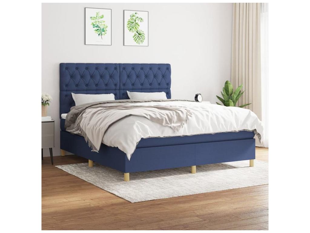 Domopure bed base with mattress, blue, 160x200 cm, fabric, GGLR36329