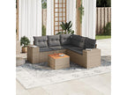 Garden furniture set with cushions, 6 pieces, beige woven resin, WYMJ04532