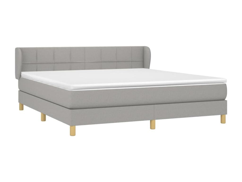 Upholstered bed base with mattress, light grey, 160x200cm, fabric YBMN52702