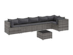 7-piece garden furniture set with cushions, Grey Wicker Resin ESKS43179