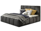 Modern upholstered bed in Decohaute fabric - Mottled black - 140x200 - Version with slatted base MHEX52741