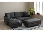 Left-hand corner sofa bed with storage ottoman, Decohaute, Anthracite Grey Fabric DTQH69674