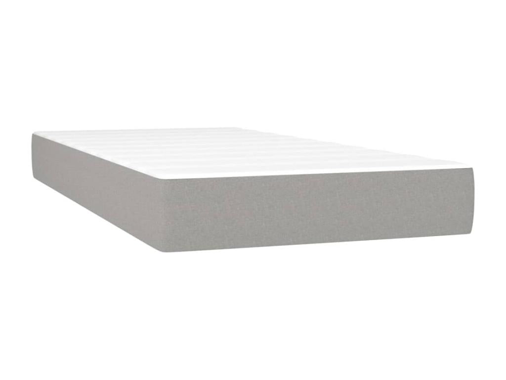 Upholstered bed base and mattress, light grey, 90x190 cm, fabric DHVP92682