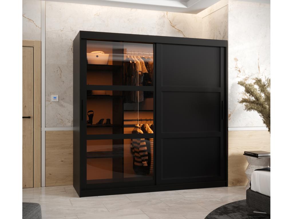 DOME 3 SLIDING DOOR WARDROBE 200/180/62 2 Doors black IBNK07063