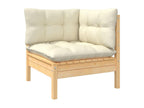 9-piece garden furniture set with cream cushions, solid pine wood AKIK93103