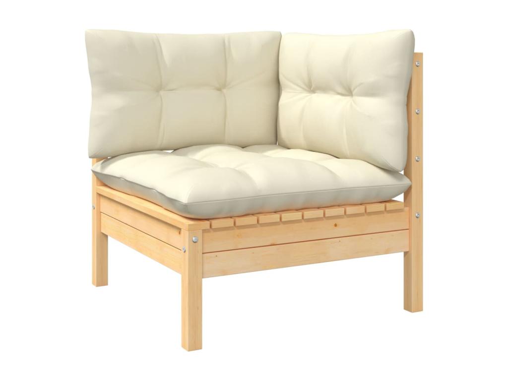 9-piece garden furniture set with cream cushions, solid pine wood AKIK93103
