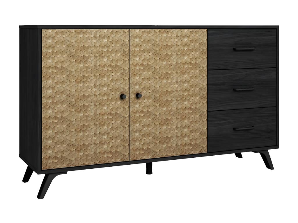 Decohaute - 2-Door, 3-Drawer Buffet in Black Wood Effect and Decohaute Woven PFXR13837