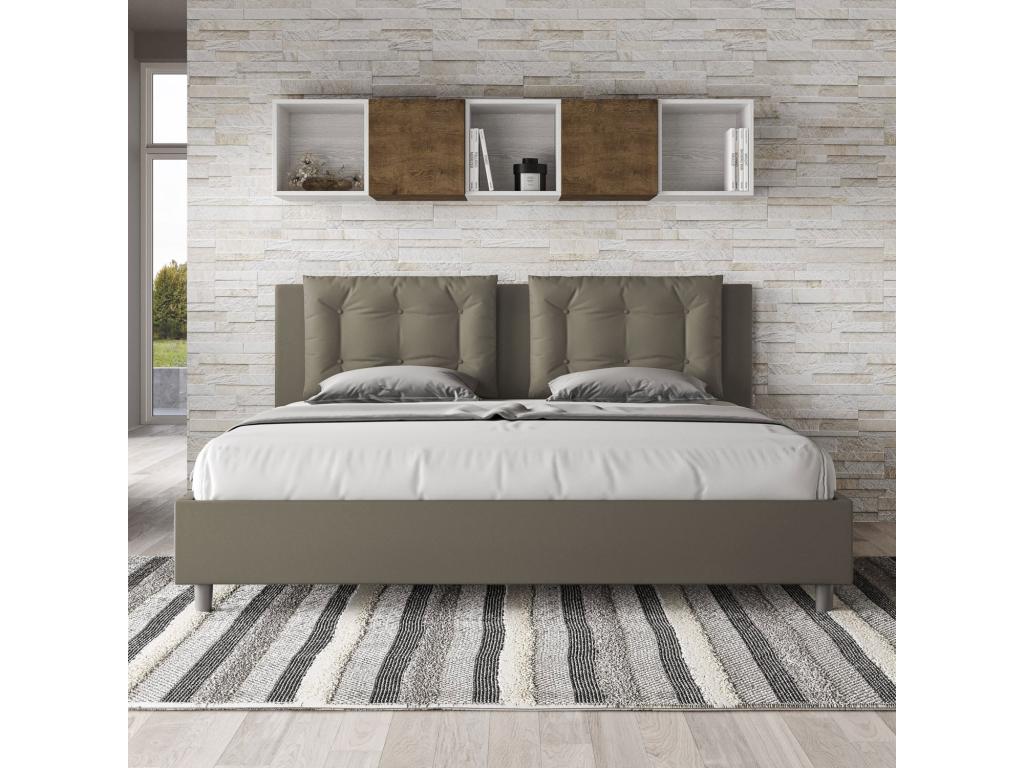 Bed with upholstered slatted base 180x200 cappuccino faux leather Decohaute DGUA29292