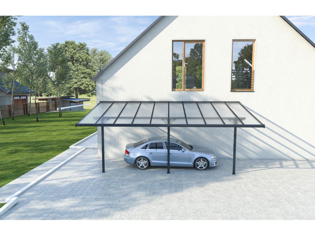 Domopure lean-to carport in aluminum, 18.8 m², anthracite - Domopure OKBR71441