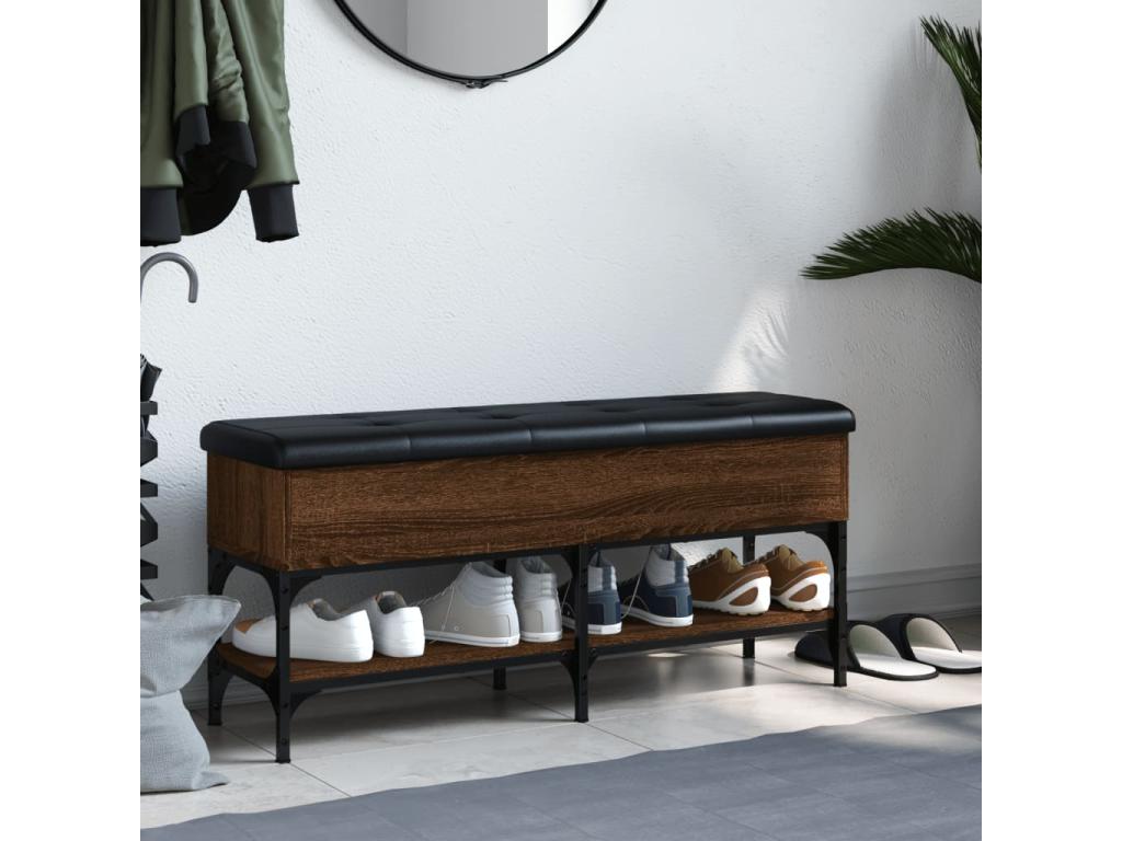 Brown oak shoe bench 102x32x45 cm engineered wood NWVB04917