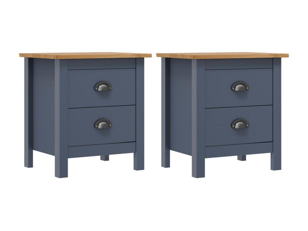 Domopure Bedside Tables, 2 pcs, Grey, 46x35x49.5 cm, Pine Wood, JLEV55333