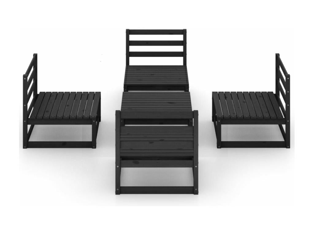 5-piece black solid pine wood garden furniture set TIIG17421