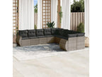 11-piece garden furniture set with grey resin wicker cushions VZBK23739