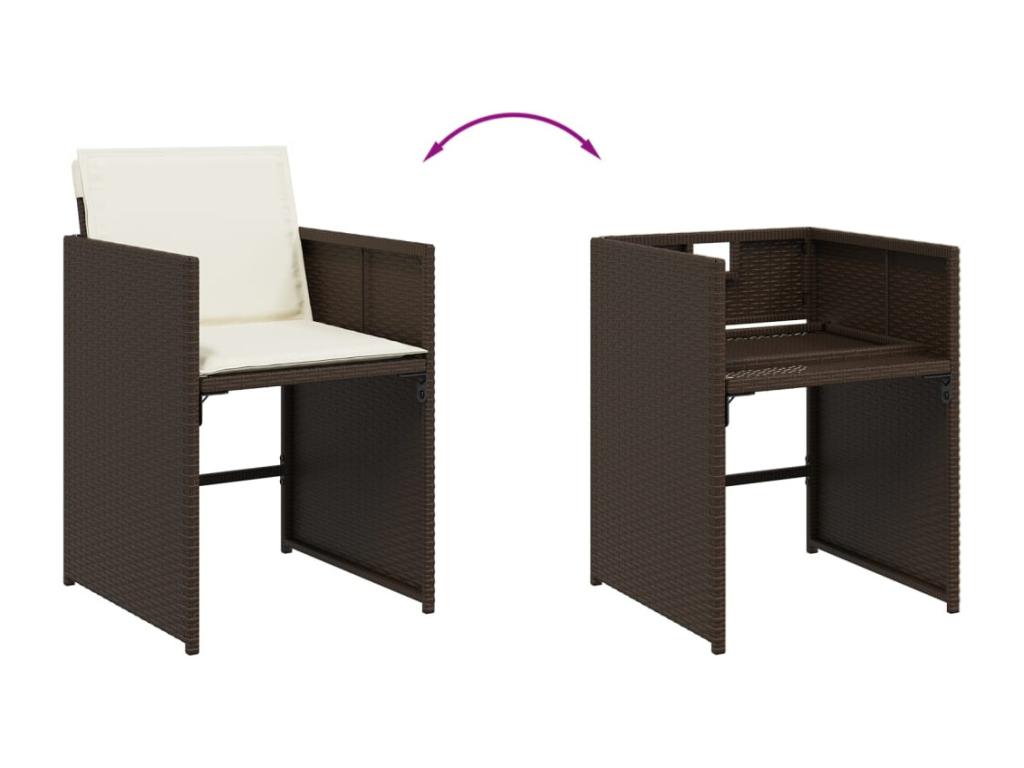 11-piece brown rattan garden dining set with cushions ZFFU82312