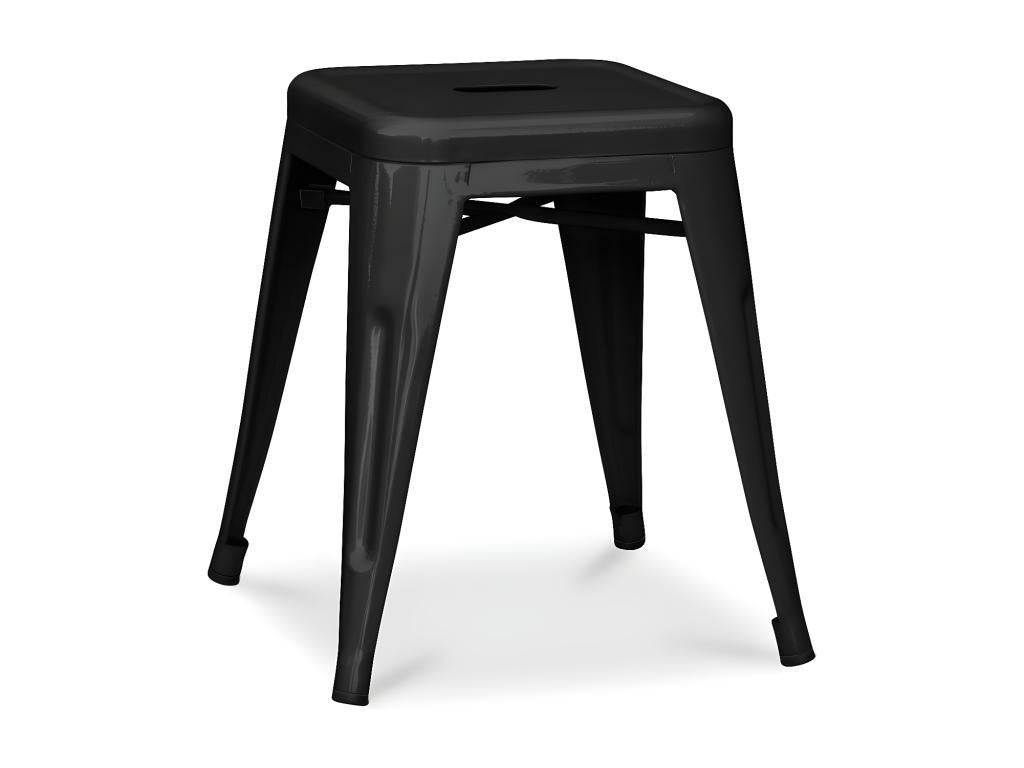 Small industrial stool in reinforced polished steel, Domopure, 45cm --Color: Black CZJD04029