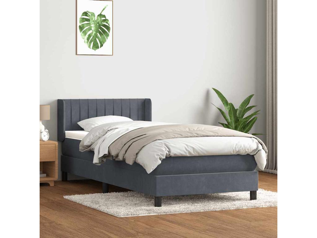Decohaute bed base and dark grey 80x210 cm velvet mattress WYUJ26056
