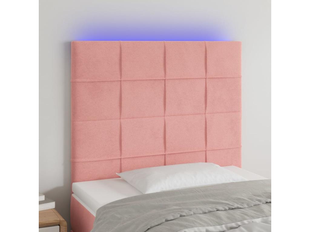 Pink LED Headboard 80x5x118/128 cm Velvet OTRW68403