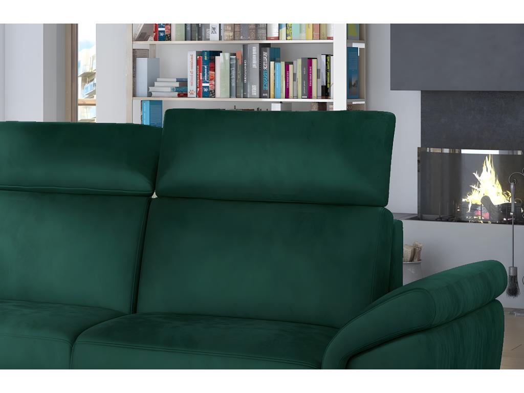 Decohaute 5-seater green velvet corner sofa bed, left-hand facing - Decohaute QLDD09115